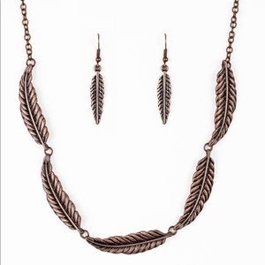 Leave style necklace with earrings
